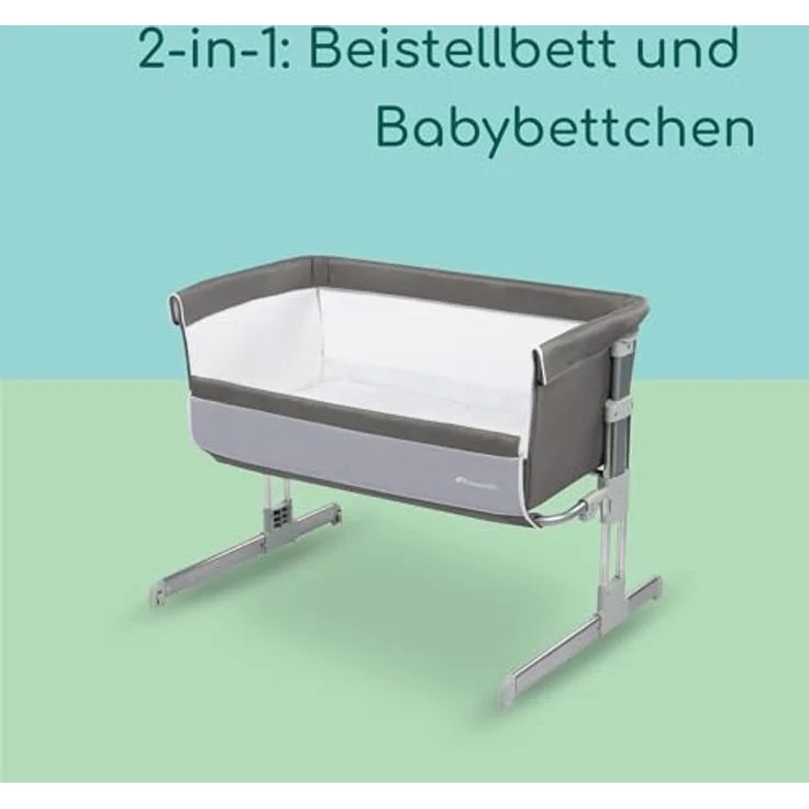 Bebeconfort Beistellbett Calidoo, höhenverstellbares Babybett, gemütlich und weich gepolstert, das Beistellbettchen ist nutzbar ab der Geburt bis max. 9 kg, Grey Mist – Bild 4