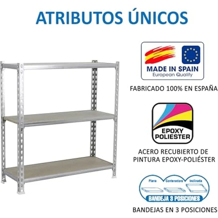 Simonrack Schwerlastregal, Lagerregal, 100 x 100 x 40 cm, Metallregal, Kellerregal, Biegestelle 150 kg, 3 Holzfachböden, Verzinkt/Holz - Maderclick – Bild 6