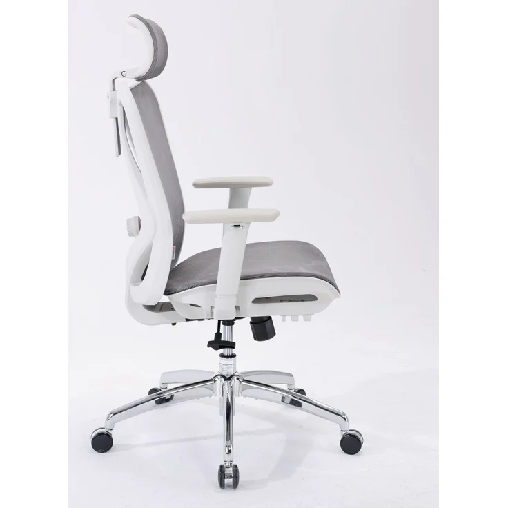Sihoo Ergonomischer Stuhl M57, 126 x 75 cm, weißer Rahmen + hellgraues Netzgewebe – Bild 5