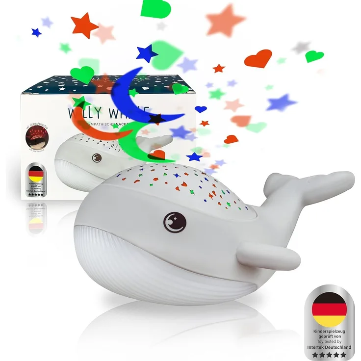 MegaLight Nachtlicht Baby Sternenhimmel | 2in1 Sternenhimmel Projektor Baby + Nachtlicht | warmweißes Nachtlicht & RGB Sternenprojektor in 3 Farben | Sternenprojektor Nachtlicht Kinder | WILLY WHALE
