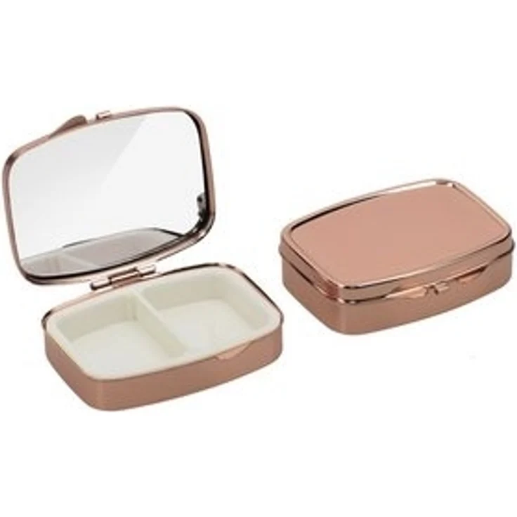 kwmobile Pillendose 2x Edelstahl Tablettenbox mit 2 Fächern - 5,5 x 4 x 1,5cm (1 St), Pillendose klein Tablettendose Tragbare Pillenbox Medikamentenbox Dose – Bild 6