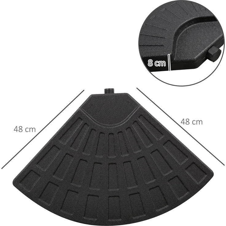 Outsunny Beschwerungsgewicht mit 52 kg Wasser oder 68 kg Sand befüllbar, Sonnenschirme mit Kreuzständer, (Sonnenschirmfuß, 1-tlg, Sonnenschirm), HDPE, Schwarz – Bild 7