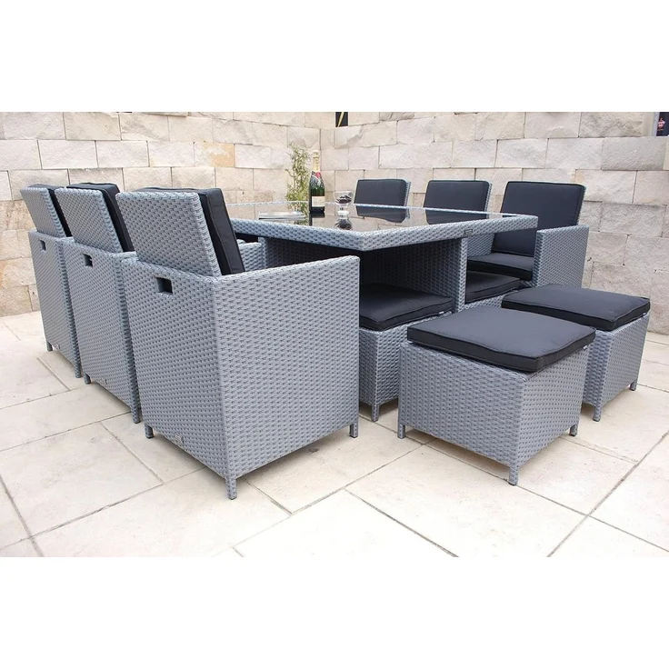 Ragnarök Möbel-Design Garten-Essgruppe Heimdall Esstisch Set 6+4, (Set, Polyrattan, Alu), klappbare Rückenlehne, Würfelsystem – Bild 1