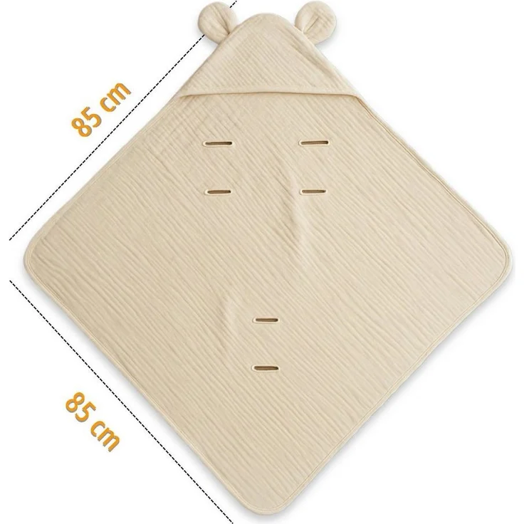 Einschlagdecke Einschlagdecke Musselin 90x90 cm Beige, Totsy Baby – Bild 1