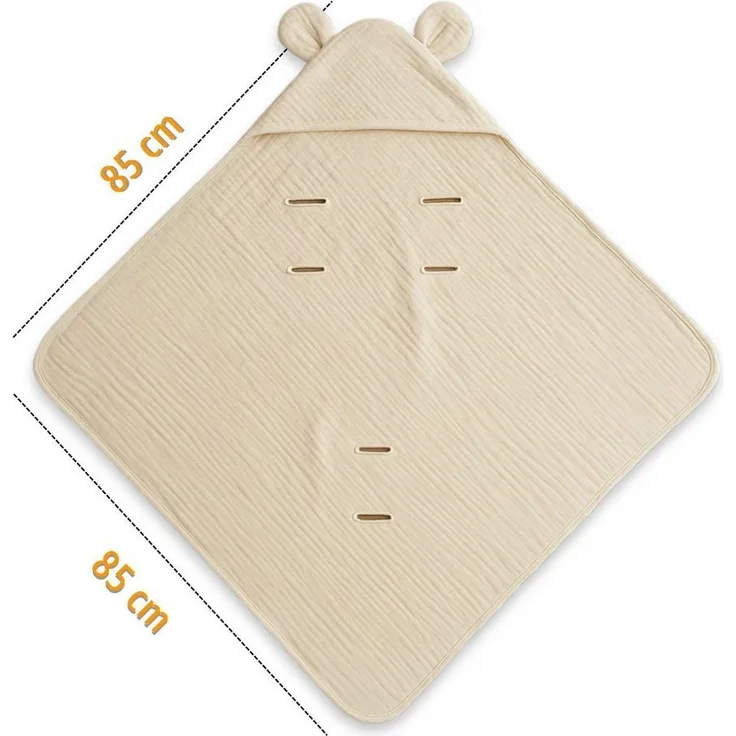 Einschlagdecke Einschlagdecke Musselin 90x90 cm Beige, Totsy Baby