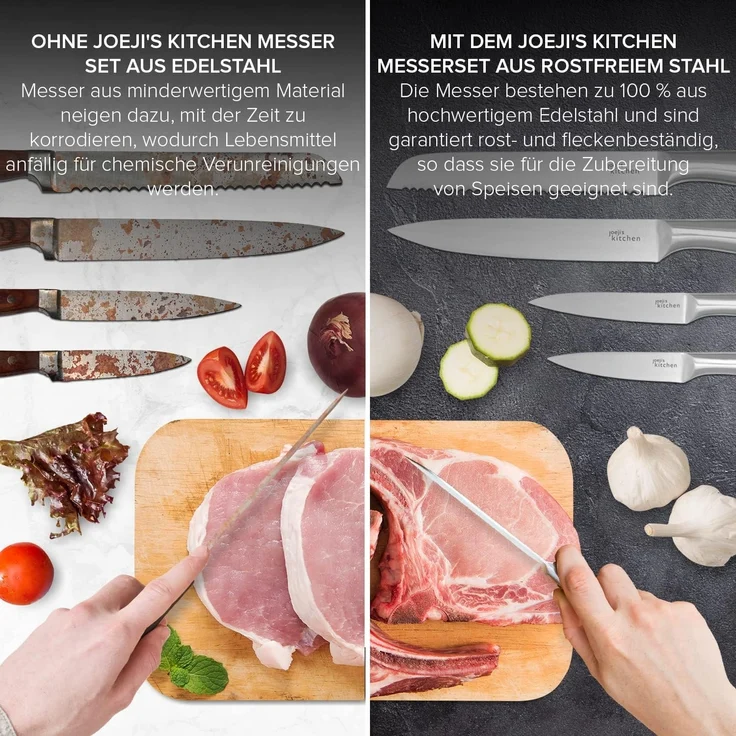 JOEJI’S KITCHEN Universalküchenmesser 5-in-1 Messerset aus Edelstahl - Scharfe Küchenmesser Set – Bild 4