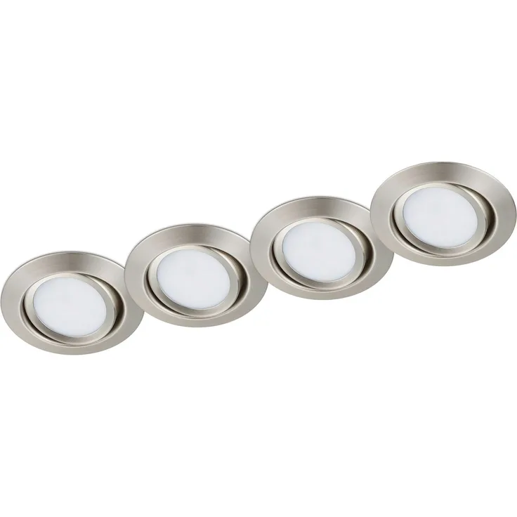 Runder LED Einbaustrahler Decke im 4er Set schwenkbar Silber matt 5 Watt
