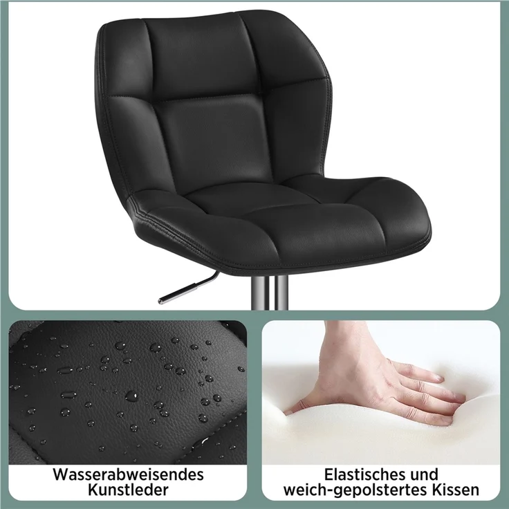 Yaheetech 2er-Set Barhocker mit Fußstütze, Drehbar & Höhenverstellbar, Schwarz – Bild 5