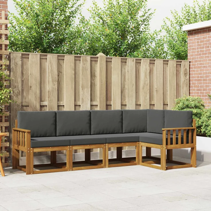 vidaXL Outdoor-Sofagarnitur 5 stk. 5-Sitzer Natur und Anthrazit 3366390 – Bild 1
