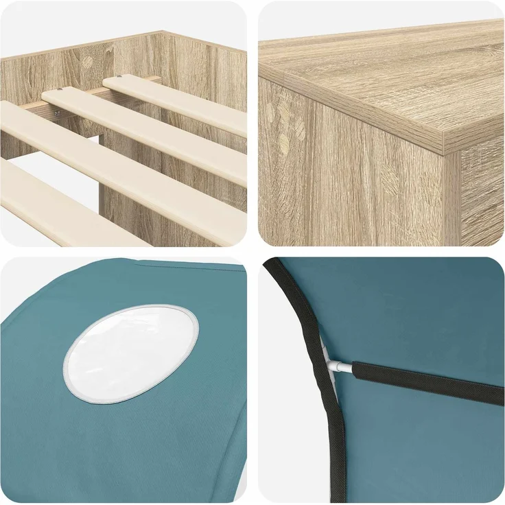 vidaXL Bett mit Tunnel 3 Stk. Artisian Eiche und Hellblau 3423516 – Bild 9