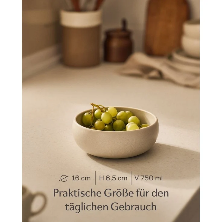 Cosumy Schüssel Tiefe Teller Set 750 ml, 4er Set, Suppenteller & Pastateller, Steingut, (Set, 4-tlg), Suppenteller, Pastateller & Müslischale in einem, 750 ml – Bild 3