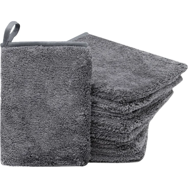 ZOLLNER 9er Set Waschlappen / Waschhandschuh Mikrofaser, grau, 16x21 cm – Bild 1