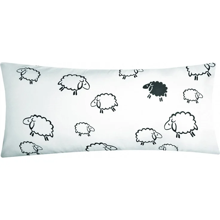 Heubergshop Kissenbezug, (1 Stück), 40x80cm – Schafe Lämmer Weiß Schwarz 100% Baumwolle (1 x 99/2 40x80)