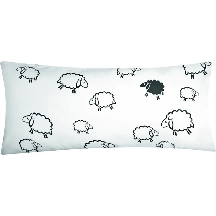 Heubergshop Kissenbezug, (1 Stück), 40x80cm – Schafe Lämmer Weiß Schwarz 100% Baumwolle (1 x 99/2 40x80)