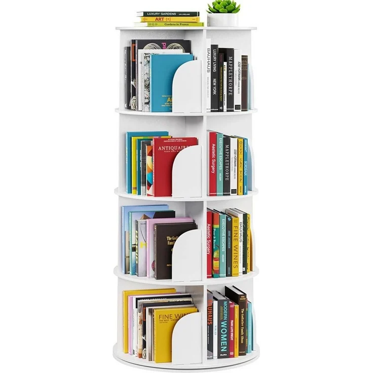 TUWENA Bücherregal Drehbares Bücherregal, 360° Holz-Eck Lagerregal, Aufbewahrungsregal, 2/3/4/5 Etagen Bücherorganisator für Wohnzimmer, Büro, Kinderzimmer – Bild 1
