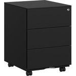 Songmics Rollcontainer mit 3 Schubladen und abschließbar, Stahl mattschwarz, 39 x 45 x 55 cm