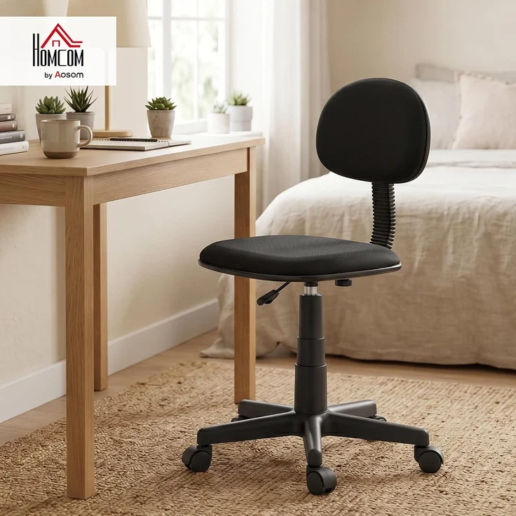 HOMCOM Bürostuhl, Polyester, Schwarz, 48L x 43B x 75-87H cm – Bild 2