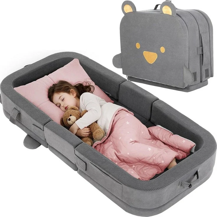 TLGREEN Kindersofa Tragbares Faltbares Kinder Sofa, Weiches Kinder Liegsofa mit Hochdichtschaumstoff, Maschinenwaschbarer Bezug & Taschen,Ideal für Wohnzimmer Camping Reise – Bild 1
