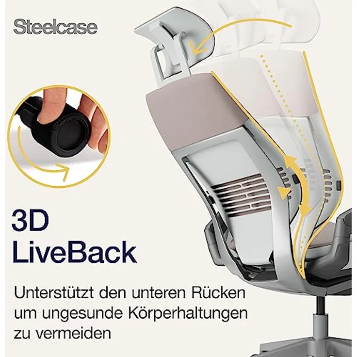 Steelcase Gesture Bürostuhl mit Bezug in Linse mit Kopfstütze, 66x62. 5x107 cm – Bild 6