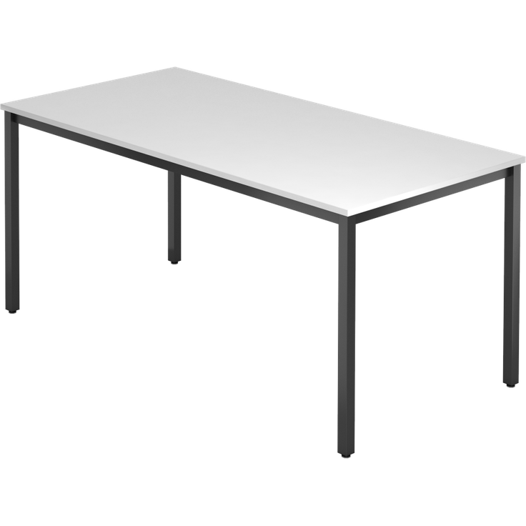 Besprechungstisch 160x80cm Weiß / Schwarz, eckig