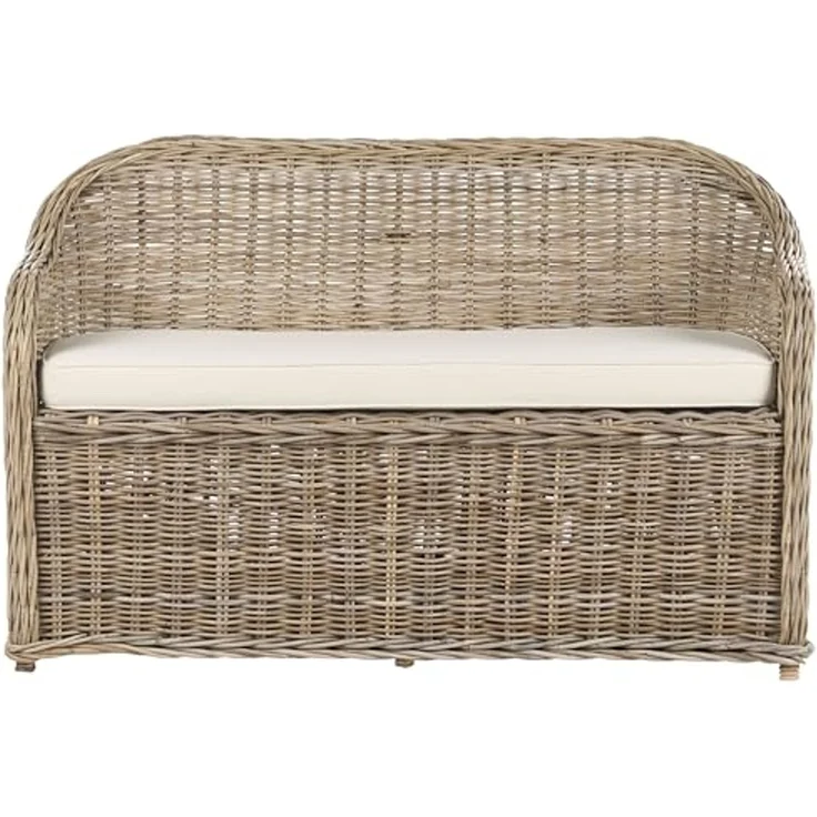 Beliani 'SUSUA' Gartensofa mit Ottomane, 2-Sitzer, Rattan natur, 141 x 69 x 86 cm – Bild 5