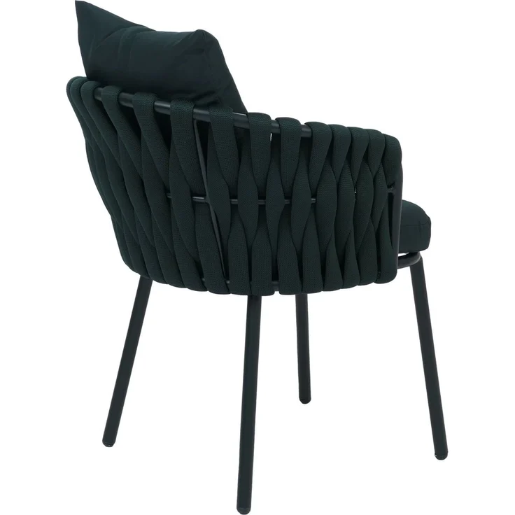 2er-Set Aluminium-Esszimmerstuhl HWC-P89, Indoor Stuhl Armlehne, Stoff/Textil (180 g/m²) Seilgeflecht Rope ~ grün – Bild 7