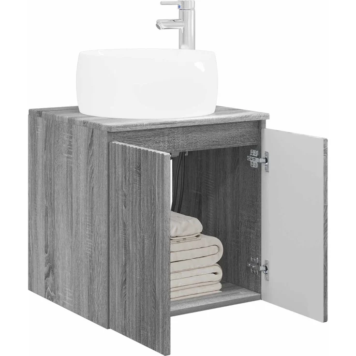 vidaXL Wandmontierter Waschbeckenunterschrank Grau Sonoma 890458 – Bild 3