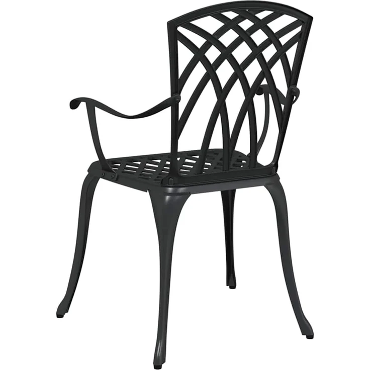 2er Set Gartenstuhl, Balkonstuhl Schwarz 53 x 51 x 88,5 cm Aluminium – Bild 6
