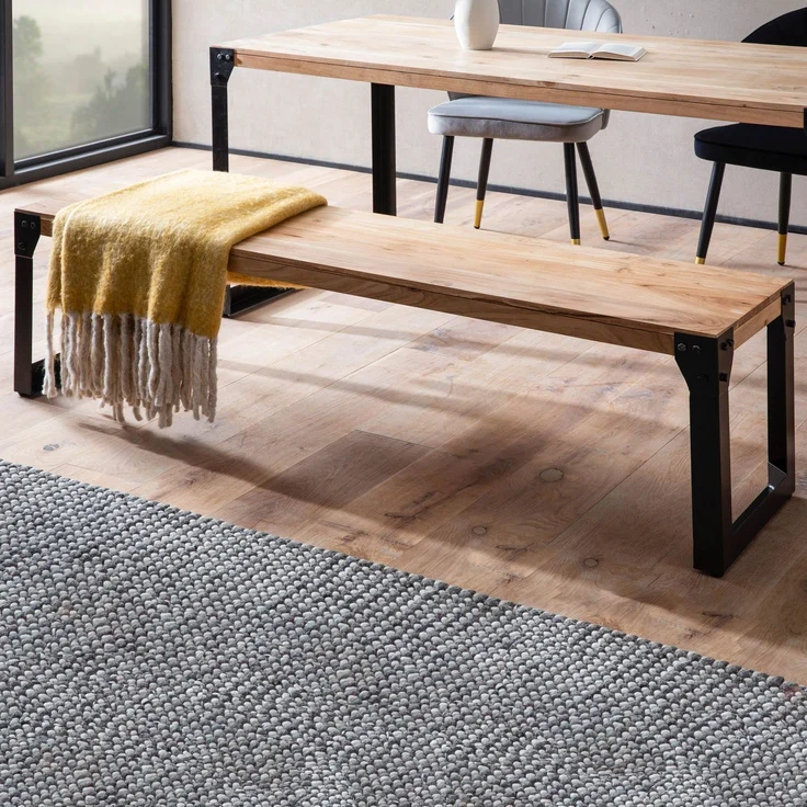 Esszimmerbank 140 x 40 x 45 cm Akazie Massivholz Metall Industrial ohne Lehne – Bild 3