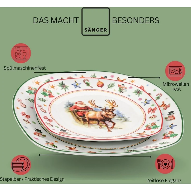 SÄNGER Geschirr-Set Bilgola (18-tlg), 6 Personen, Porzellan, Tafelservice Christmas, Erweiterbar, PREMIUM COLLECTION – Bild 4
