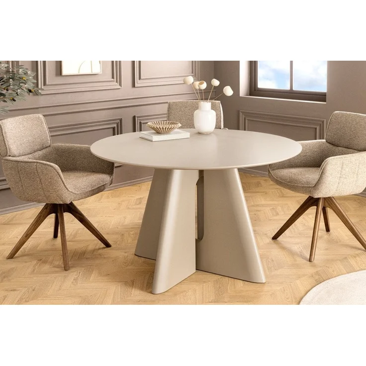 riess-ambiente Esstisch ORGANIKO 120cm cement greige - MDF, skulpturales Gestell, kratzfest (Einzelartikel, 1-St), stilvoller Küchentisch mit runder Tischplatte - ideal für 4 Personen – Bild 4