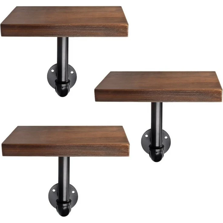 Navaris Wandregal Regal aus Holz und Metall - 3er Set Schweberegal Hängeregal, 3-tlg. – Bild 5