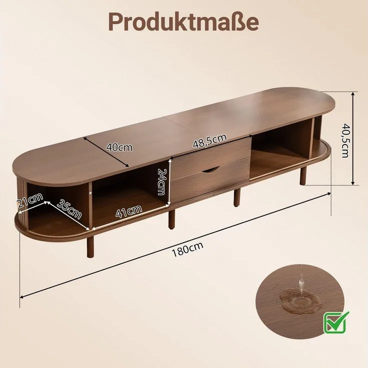 Thanaddo Lowboard TV-Schrank Fernsehschrank mit Schubladen, Multifunktionale Aufbewahrung
