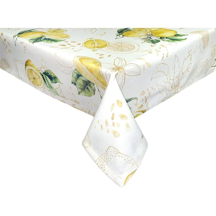 beties Tischdecke Italy Collection (1-tlg, 1 Stück), 100% Baumwolle, Zitronen mit goldener Zeichnung