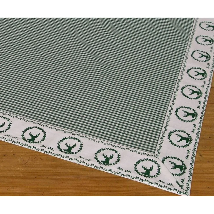 matches21 HOME & HOBBY Tischdecke Tischdecke RESI Hirsche kariert grün, 100 % Baumwolle, in 100x100 cm (1-tlg), Pflegeleicht waschbar bis 30° Grad – Bild 5