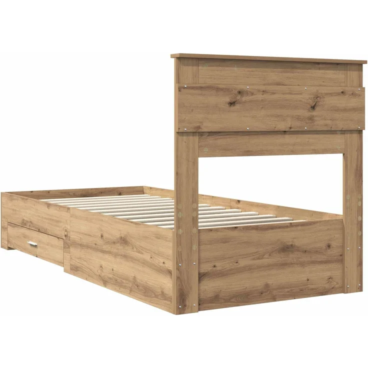 vidaXL Bettrahmen mit Kopfteil Artisan-Eiche 90 x 190 cm Holzwerkstoff 3410034 – Bild 8