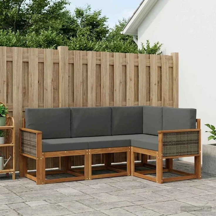 vidaXL Outdoor-Sofagarnitur 4 stk. 4-Sitzer Natur und Anthrazit 3385168 – Bild 1