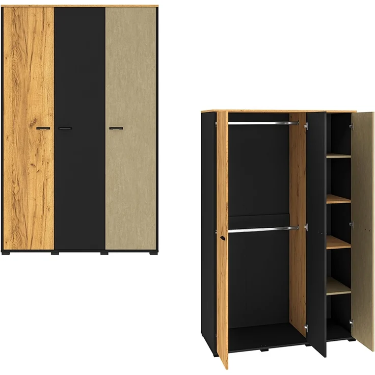 Jugendzimmer Set 5-teilig CASPER-131, Bett 120x200cm mit aufklappbarem Lattenrost, in schwarz und braun – Bild 6