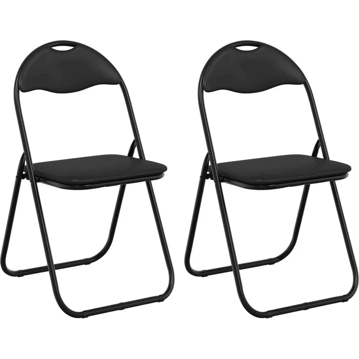 vidaXL Klappstuhl 2 pcs Schwarz 48 x 43,5 x 81 cm Kunstleder 42029048 – Bild 2