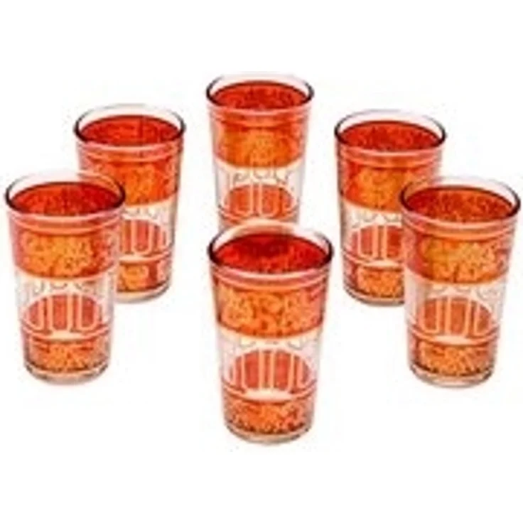 Marrakesch Orient & Mediterran Interior Teeglas 6x Orientalische Teeglas Lamia Orange - 6er SET, Handarbeit – Bild 6