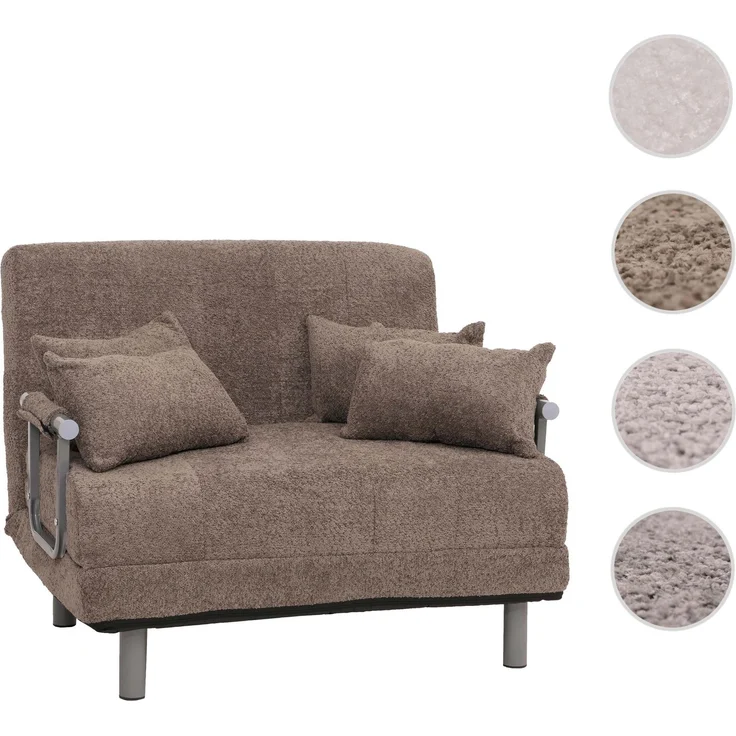 Mendler Schlafsessel HWC-K29, Klappsessel Schlafsofa Gästebett, Liegefläche 190x100 cm, Stoff Bouclé (500g/m²) ~ hellbraun – Bild 10
