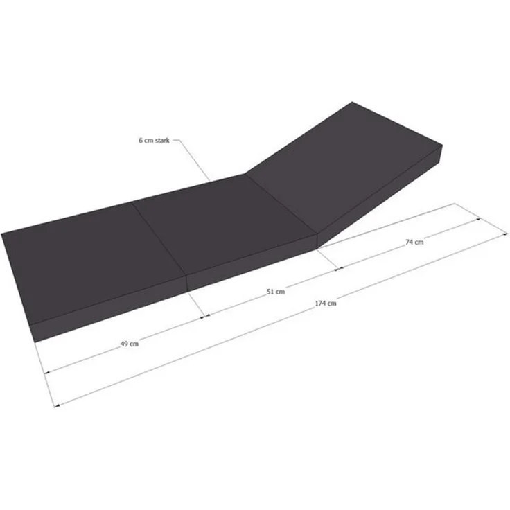 GRASEKAMP Qualität seit 1972 Auflage Anthrazit zu Deckchair Santos 174 x 51 x 6 cm Gartenliege Liegestuhl Sonnenliege Relaxliege – Bild 2