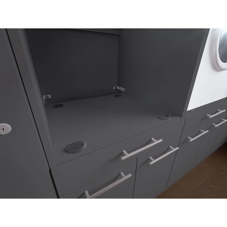Waschmaschinenumbauschrank >LAUNDREEZY< in anthrazit - 235x200x67,5 (BxHxT) – Bild 8