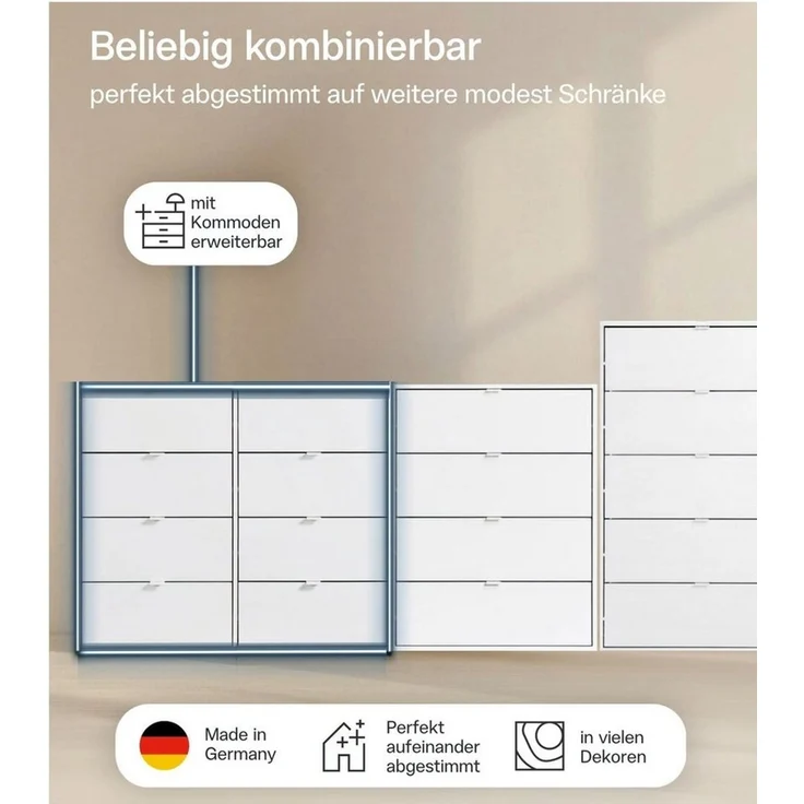 mokebo Sideboard Die Stilvolle, Made in Germany, Nachttisch, Highboard, Anrichte, Sideboard in Weiß – Bild 3