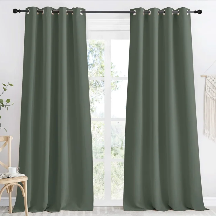 NICETOWN Verdunkelungsvorhang für Wohnzimmer 243,8 cm lang, 1 Panel, dunkle Stocke, B 55 x L 96, Ösen, wärmeisoliert, Raumverdunkelung, schalldichter Vorhang für Schlafzimmer/Kinderzimmer