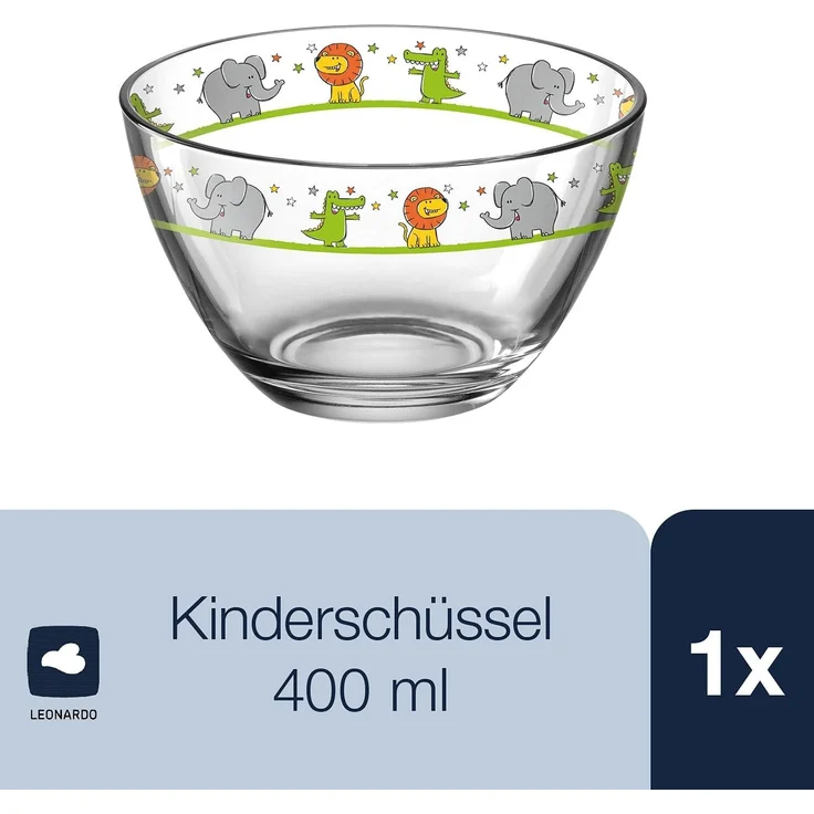 Leonardo Bambini Schale 12cm Glas Löwe/Elefant/Krokodil – Bild 2