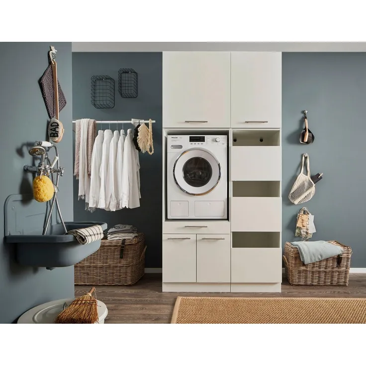 Laundreezy Mehrzweckschrank-Set Laundreezy, 4-tlg. Mehrzweckschrank-Set B/H/T 118/238/68 cm, (4-St), Breite 118 cm, Soft-Close-Funktion, höhenverstellbare Füße