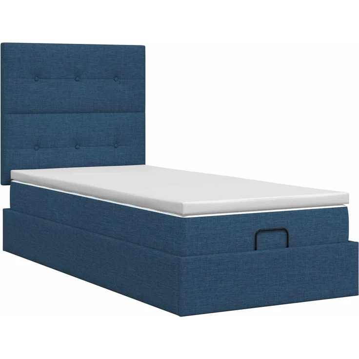 vidaXL Ottoman Bett mit Matratze mit Kopfteil Blau 100 x 200 cm Stoff 3457472 – Bild 8