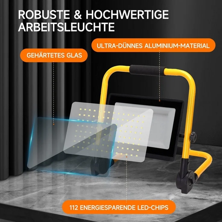 Aigostar Baustrahler Aigostar LED Baustrahler 100W mit Schalter,9000LM,4M Kabel,IP65,6500K – Bild 2
