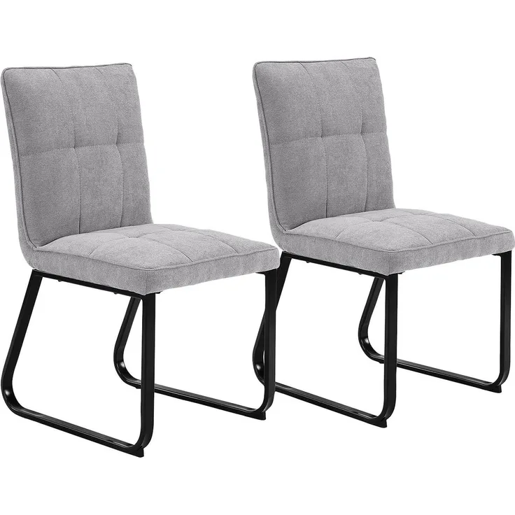 byLIVING Esszimmerstuhl 2er Set Talea / Webstoff in hellgrau / Gestell Metall in schwarz pulverbeschichtet / Esszimmerstuhl / Wohnzimmerstuhl / bis 120 kg / B 46, H 86, T 55 cm